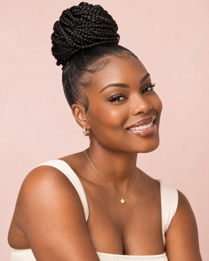 Chignon tressé et coiffage soigné